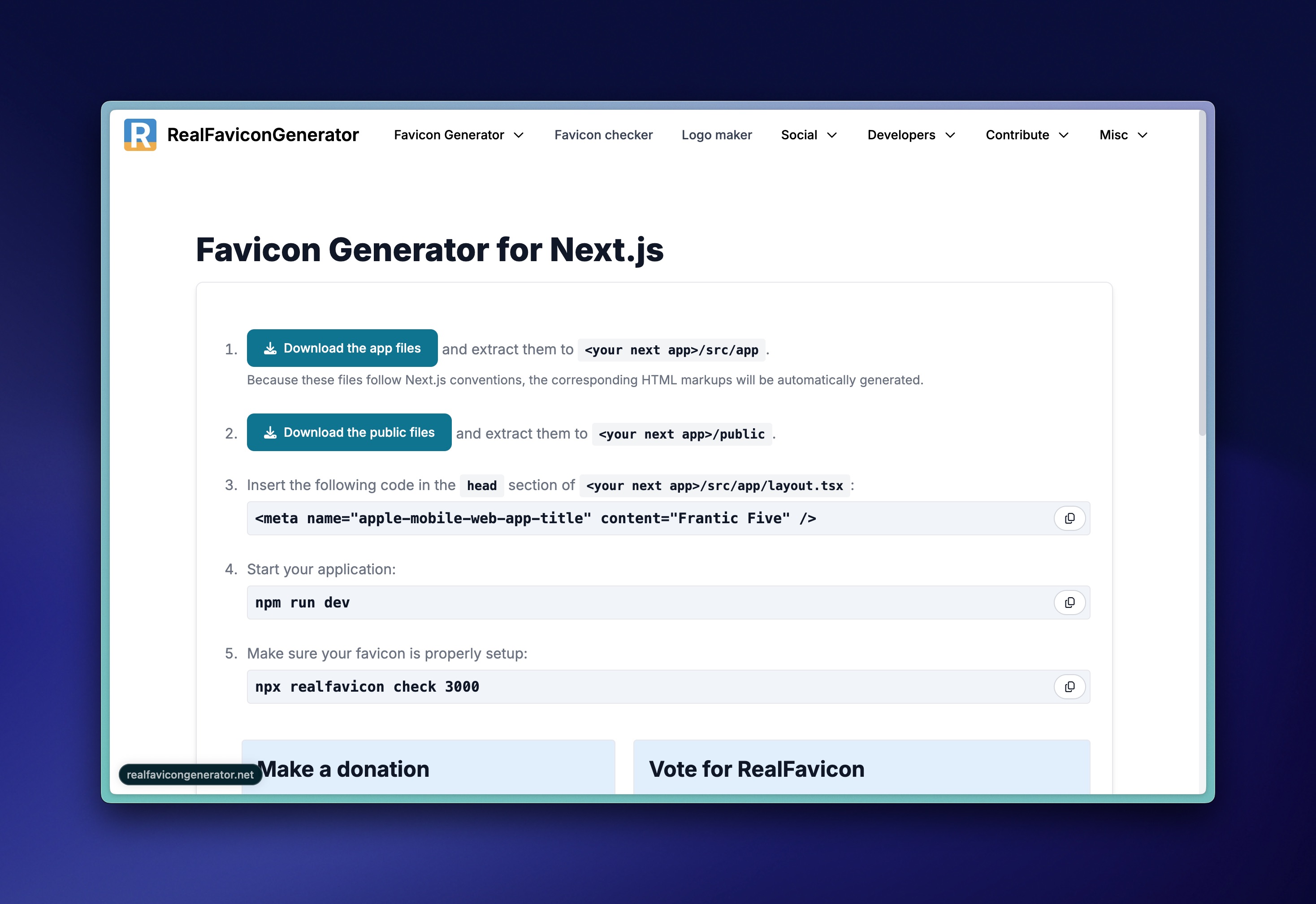 Downloaded Favicon page