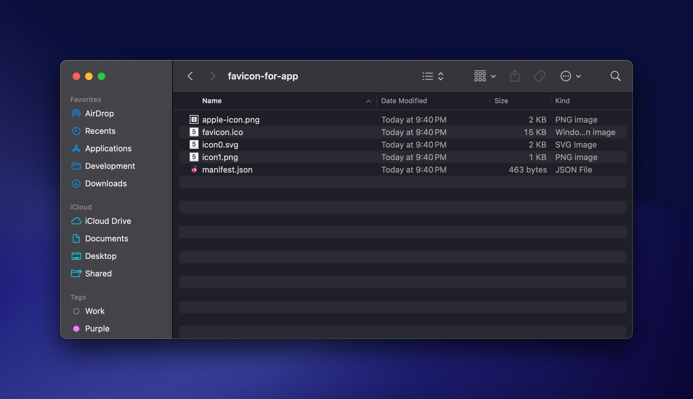 Favicon for app directory